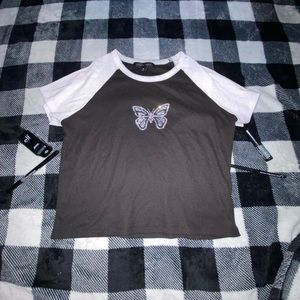 Black and white white sliver rhinestone shirt